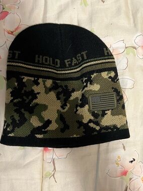 Camo Beanie Hold Fast Camouflage Knit Winter Hat Cap